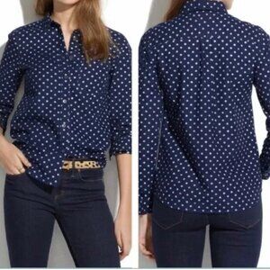 MADEWELL Blue Polka Dot Button Down Jean Shirt